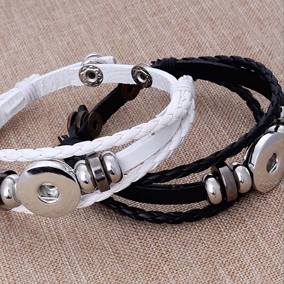 Choice of black or white faux leather snap bracelets. - Picture 9 of 9